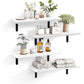 Wall Mounted Floating Wooden Shelves with Semicircular Iron Brackets for Bathroom Kitchen Spice Rack and Living Room Plant Display