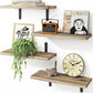 Wall Mounted Floating Wooden Shelves with Semicircular Iron Brackets for Bathroom Kitchen Spice Rack and Living Room Plant Display