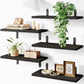 Wall Mounted Floating Wooden Shelves with Semicircular Iron Brackets for Bathroom Kitchen Spice Rack and Living Room Plant Display