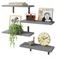 Wall Mounted Floating Wooden Shelves with Semicircular Iron Brackets for Bathroom Kitchen Spice Rack and Living Room Plant Display