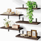 Wall Mounted Floating Wooden Shelves with Semicircular Iron Brackets for Bathroom Kitchen Spice Rack and Living Room Plant Display