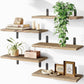 Wall Mounted Floating Wooden Shelves with Semicircular Iron Brackets for Bathroom Kitchen Spice Rack and Living Room Plant Display