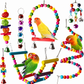 Parrot Toy Set with Swing Perch and Chewing Toys for Bird Cage Decoration and Boredom Relief