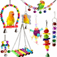 Parrot Toy Set with Swing Perch and Chewing Toys for Bird Cage Decoration and Boredom Relief