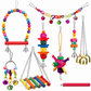 Parrot Toy Set with Swing Perch and Chewing Toys for Bird Cage Decoration and Boredom Relief