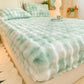 Soft Rabbit Plush and Milk Velvet Fitted Sheet Mattress Cover Dustproof Mattress Protector