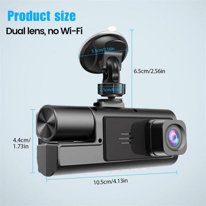 🚗 Triple Camera Dash Cam: 1080P Full HD, Front/Interior/Rear, Night Vision, G-Sensor, Parking Mode