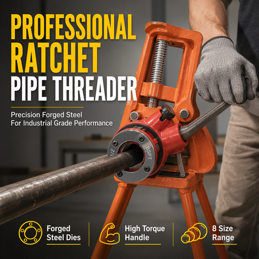 🔧 Manual Pipe Threading Ratchet Set: Alloy Steel Dies, Reversible, Cast Iron
