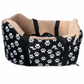 Portable Warm Plush Cat Carrier Bag and Car Travel Bed with Paw Print Anti-Collapse Design for Outdoor Travel
