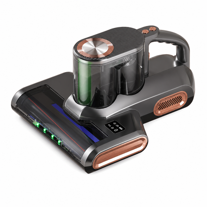Cordless Mattress Handheld Mite Remover with High Suction Green Light Dust Detection and Dual Cup Design for Bedding and Pet Hair