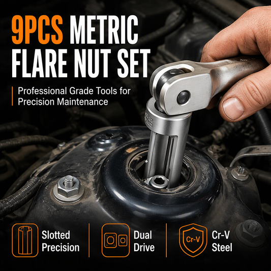 📢📢50% OFF !! ⏰9 Piece Flare Nut Socket Set Slotted Oxygen Sensor Wrench and Diesel Injector Line Socket Auto Repair Tool Kit with Storage Case