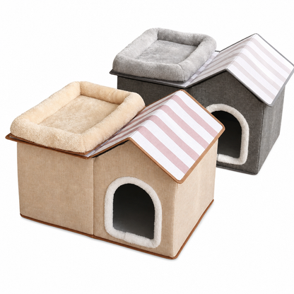 Foldable Cat Bed Warm Winter Pet House All Season Cat Villa