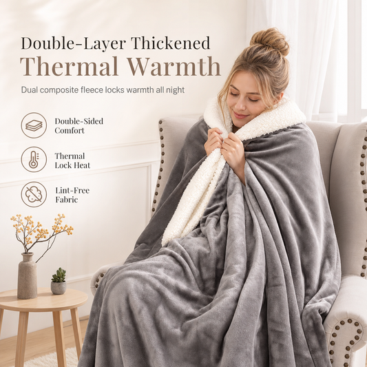 ⏳Limited-time 50% off⏰Double Layer Thickened Flannel and Sherpa Fleece Throw Blanket♨️🛋️