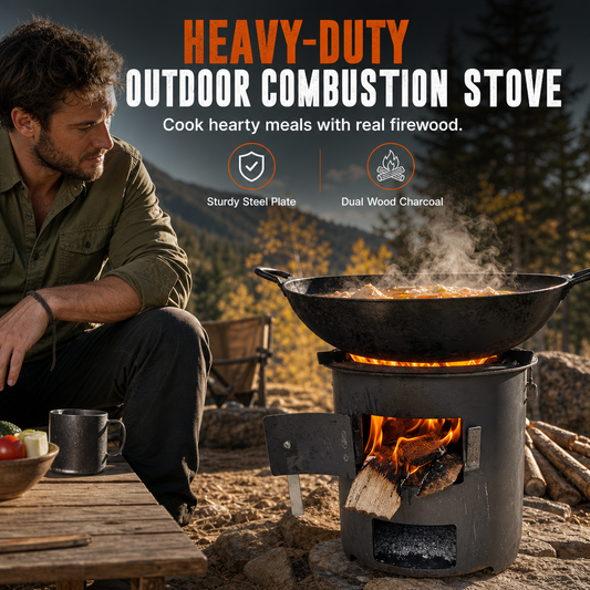 🔥50% OFF NOW! Careluxpro Heavy-Duty Carbon Steel Camping Stove – 3-in-1 Wood & Charcoal Burning Outdoor Combustion Stove, High-Draft Airflow Portable Camp Cooker for Camping, Backpacking & Outdoor Cooking