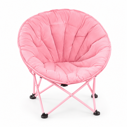 Portable Oversized Folding Camping Moon Chair with Thick Padded Cushion and Heavy Duty Steel Tube Frame