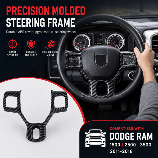 🔥50% OFF!!📢🚗 Car Steering Wheel Cover Trim – Add a Custom Interior Touch to 1500, 2500 & 3500 Pickup Trucks, Easy to Fit & Style ✨