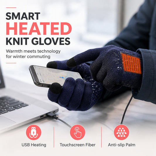 USB Heated Touchscreen Knit Gloves