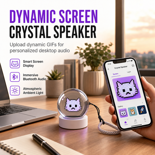 Transparent Crystal Ball Bluetooth Speaker with Digital Screen for Video and GIF Playback