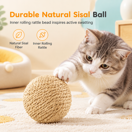 Durable Bite Resistant Sisal Ball for Cats and Kittens