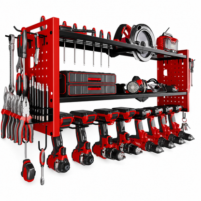 🎁2026 New Arrivals 50% OFF💥💪 Wall-Mounted Power Tool Organizer – Steel Build, Drill Charging Station, Dual Pegboards ✨