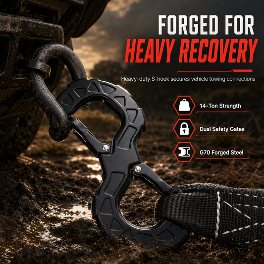 Heavy Duty Drop Forged S Shaped Winch Hook with Safety High Strength Towing Hook Shackle