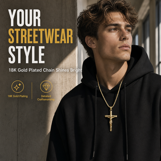 Portrait Cross Pendant Necklace for Men and Women