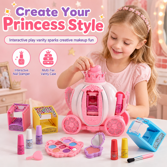 🔥Pink Kids Makeup Kit for Girls Childrens Cosmetics Toy Set with Makeup Box Birthday Gift for Little Princess