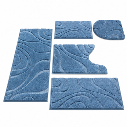 5 Piece Crystal Velvet Bathroom Rug Set Non Slip Water Absorbent Easy to Clean Toilet Floor Mats