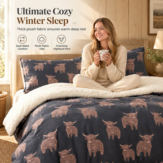 Cow Print 3-Piece Bedding Set with Soft Warm Fabric
