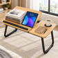 Adjustable Laptop Bed Table with Cup Holder 5 Height Levels Folding Portable Lap Desk for Dorm and Bedroom Study